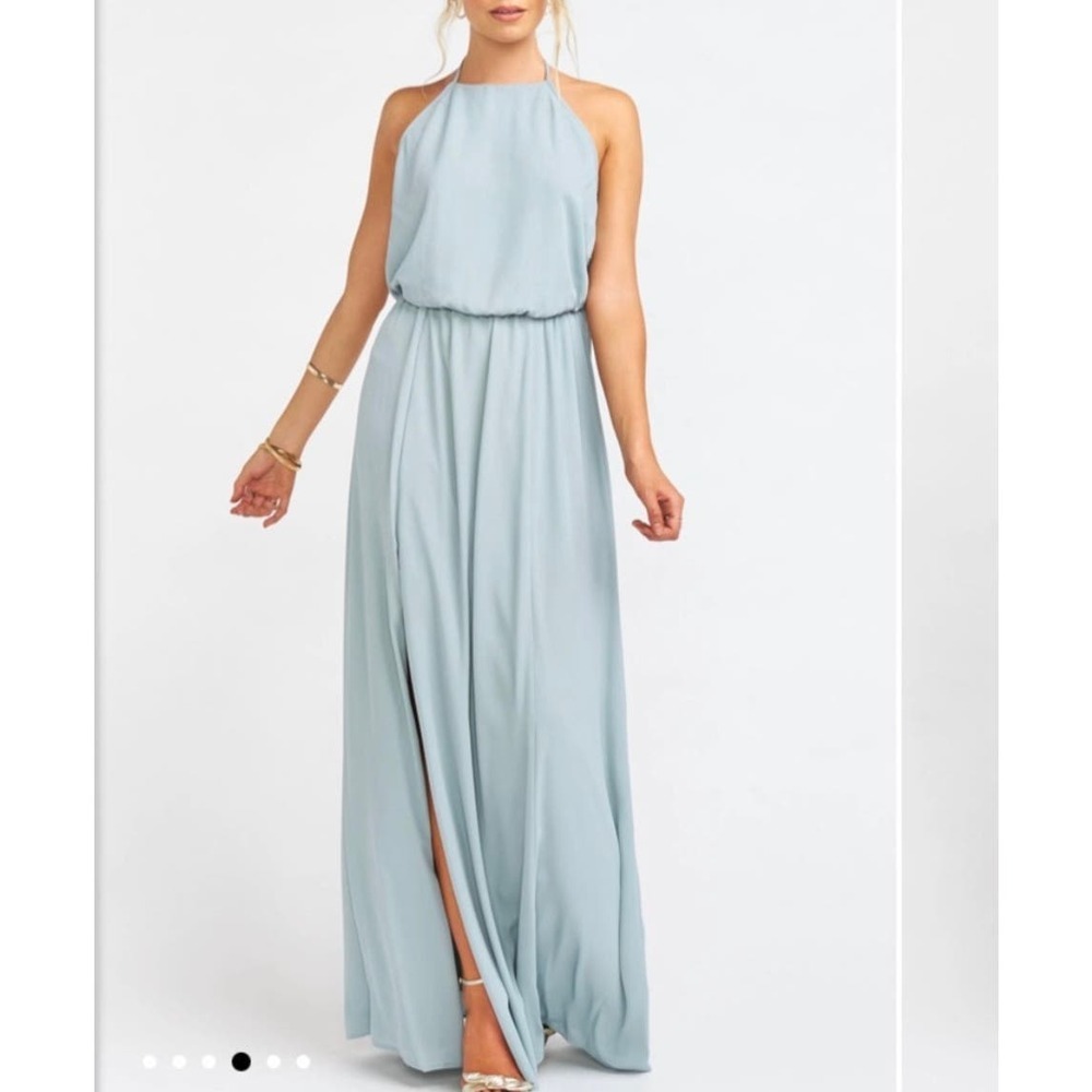 Show Me Your Mumu Heather Halter Dress Sage Large Show Me The Ring Crisp NEW